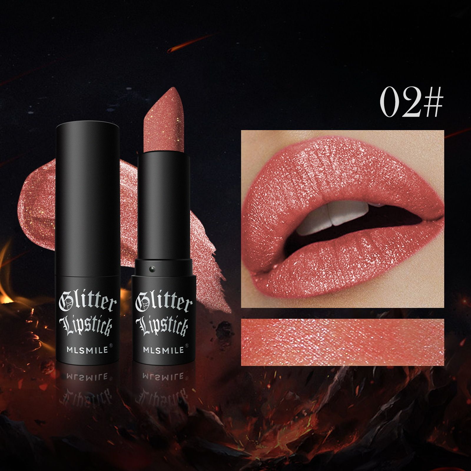 Non-Transfer Matte Lipstick Long Lasting Glitter Diamond Lipstick Halloween Vampire Dark Makeup Waterproof Lipstick