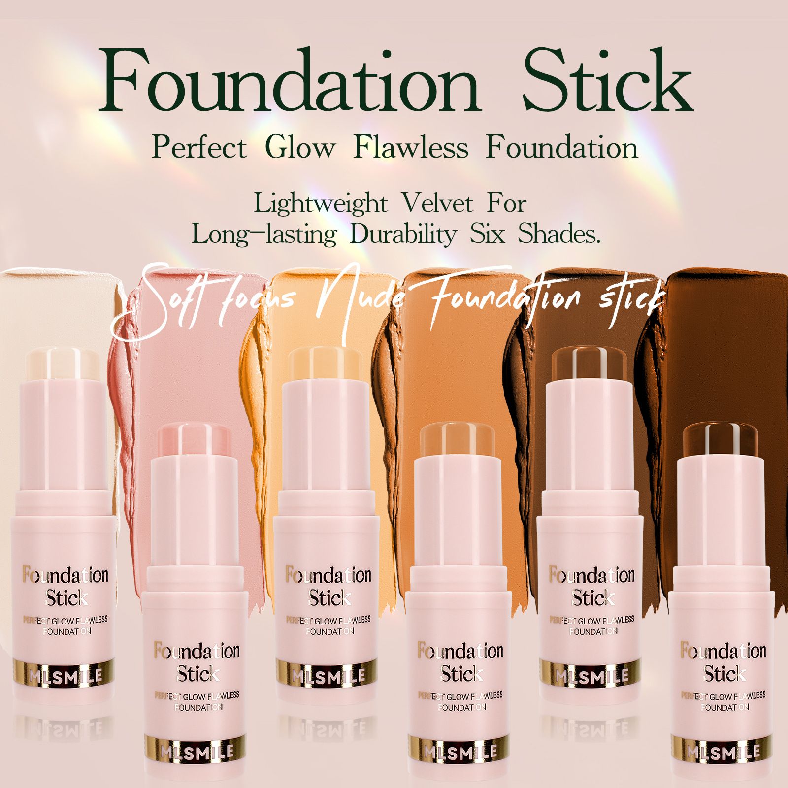 6-Color Foundation Stick Waterproof Sweat-Resistant Brightening and Contouring Concealer Stick with Lightweight Matte Finish Face Make Up