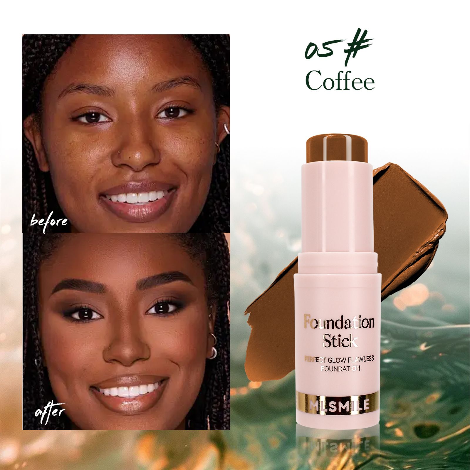 6-Color Foundation Stick Waterproof Sweat-Resistant Brightening and Contouring Concealer Stick with Lightweight Matte Finish Face Make Up