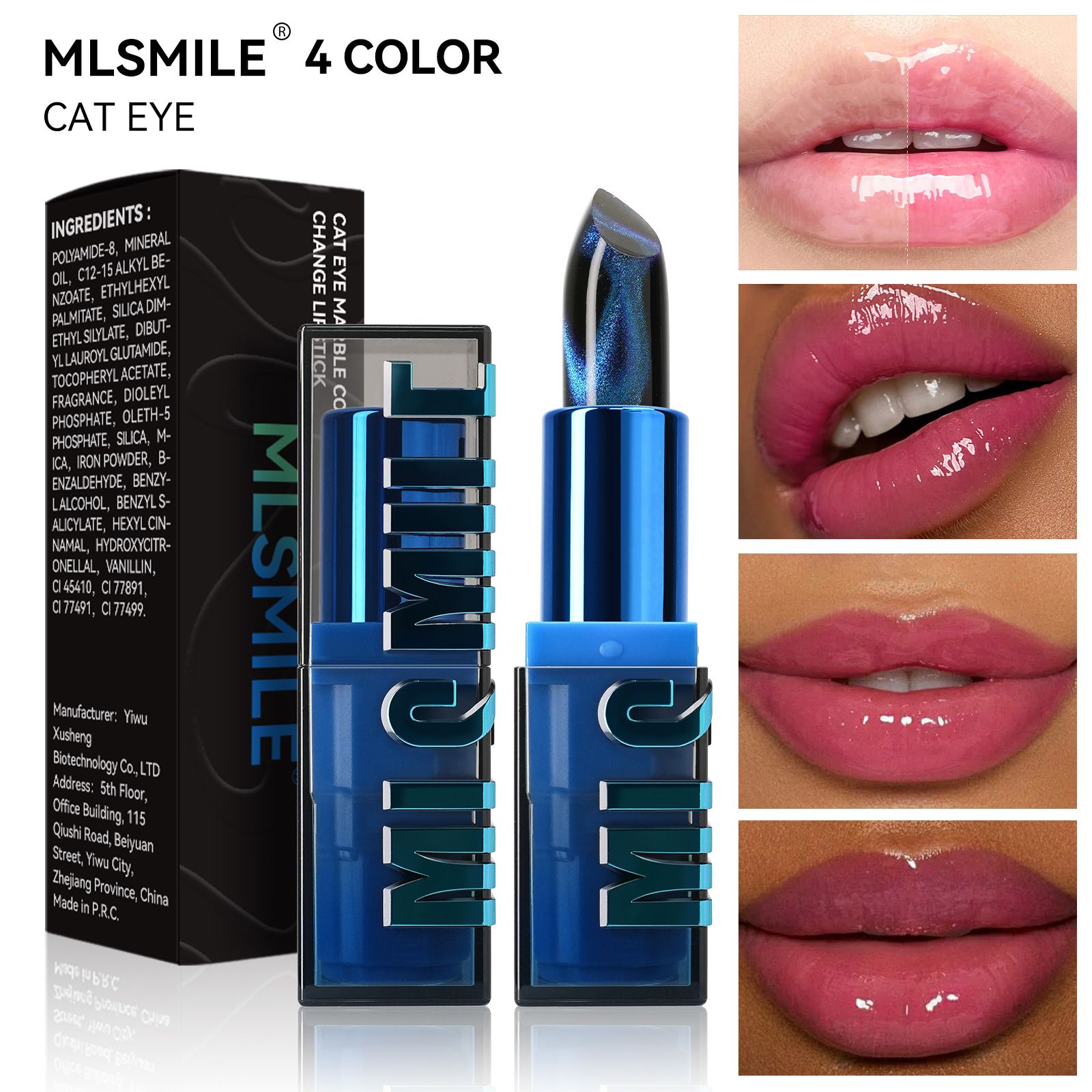 Color-Changing Cat Eye Lipstick Temperature Sensitive Non-Stick Cup Glitter Matte Unique Shade for Everyone Temperature Change Lipstick Color-Changing Lip Stick