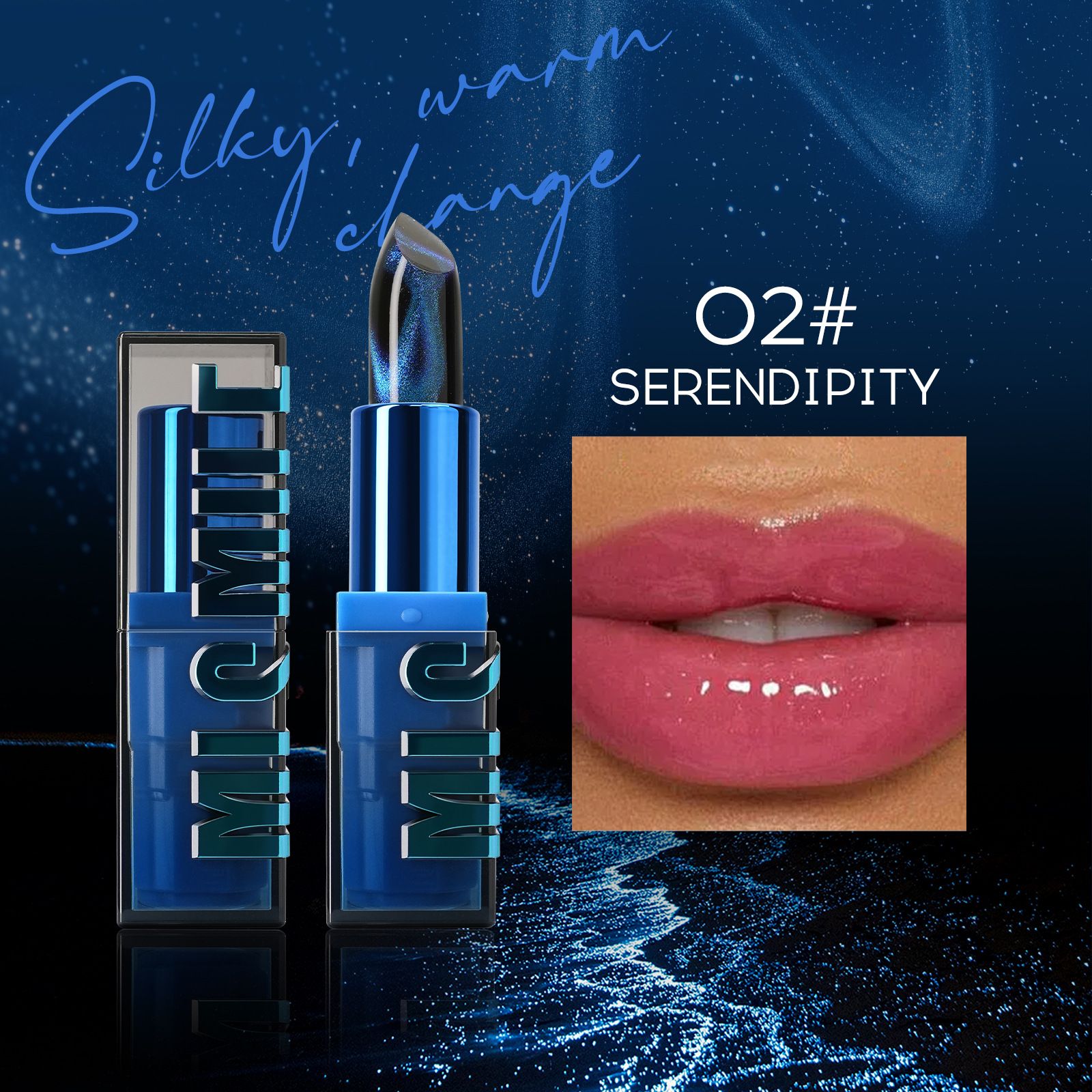Color-Changing Cat Eye Lipstick Temperature Sensitive Non-Stick Cup Glitter Matte Unique Shade for Everyone Temperature Change Lipstick Color-Changing Lip Stick