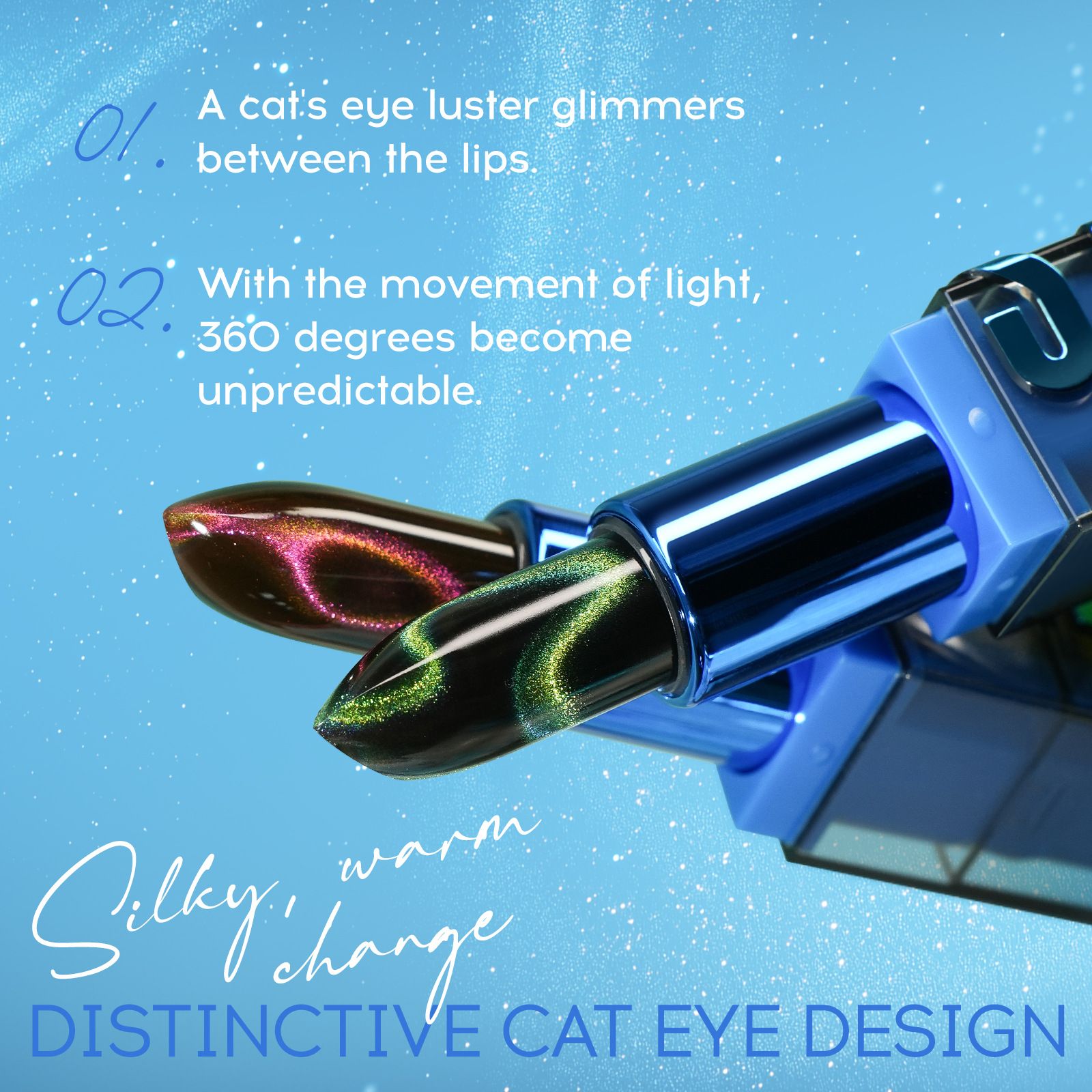 Color-Changing Cat Eye Lipstick Temperature Sensitive Non-Stick Cup Glitter Matte Unique Shade for Everyone Temperature Change Lipstick Color-Changing Lip Stick