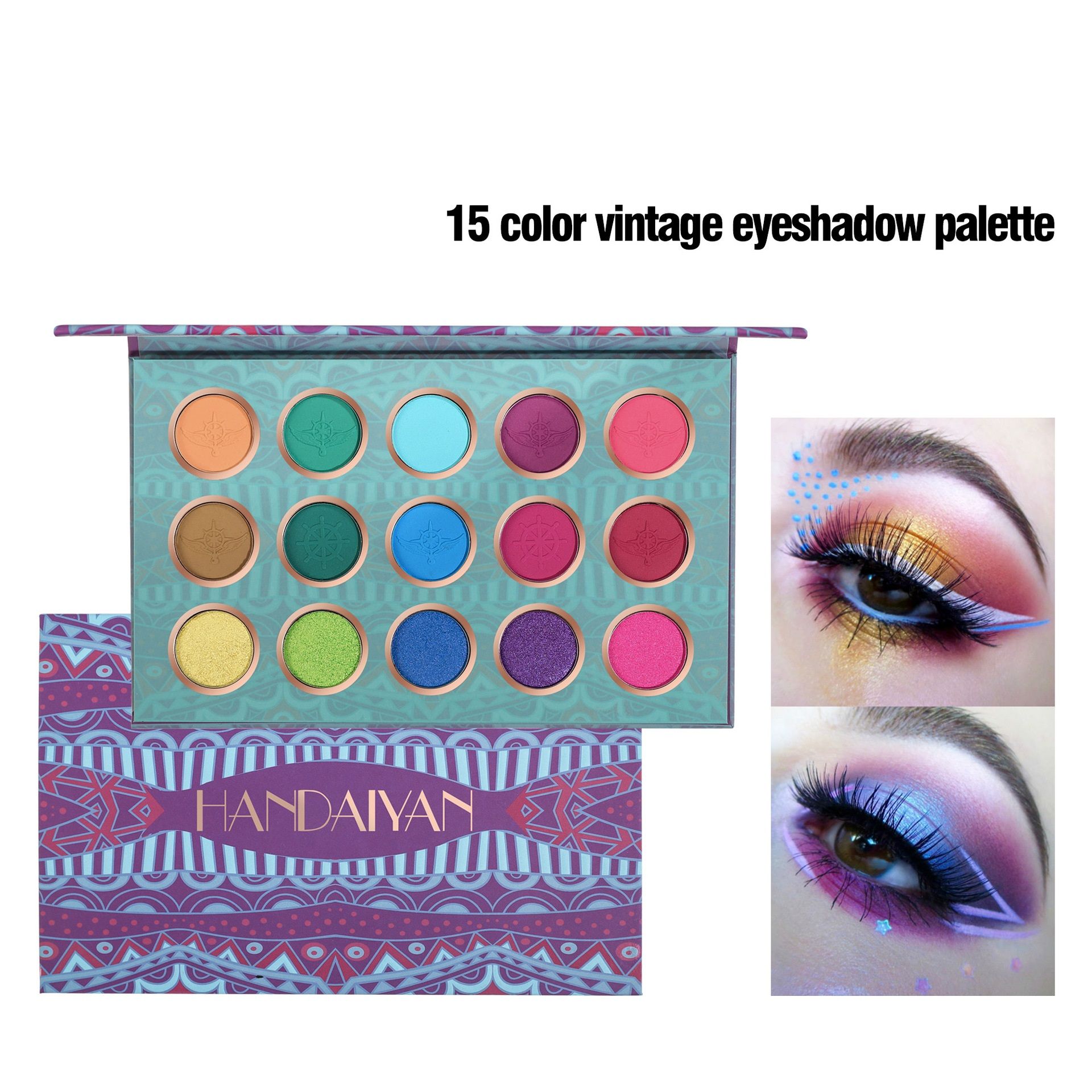 Eyes Make Up 15-Color Eyeshadow Palette with Mirror Matte and Glitter Shades Eyeshadows