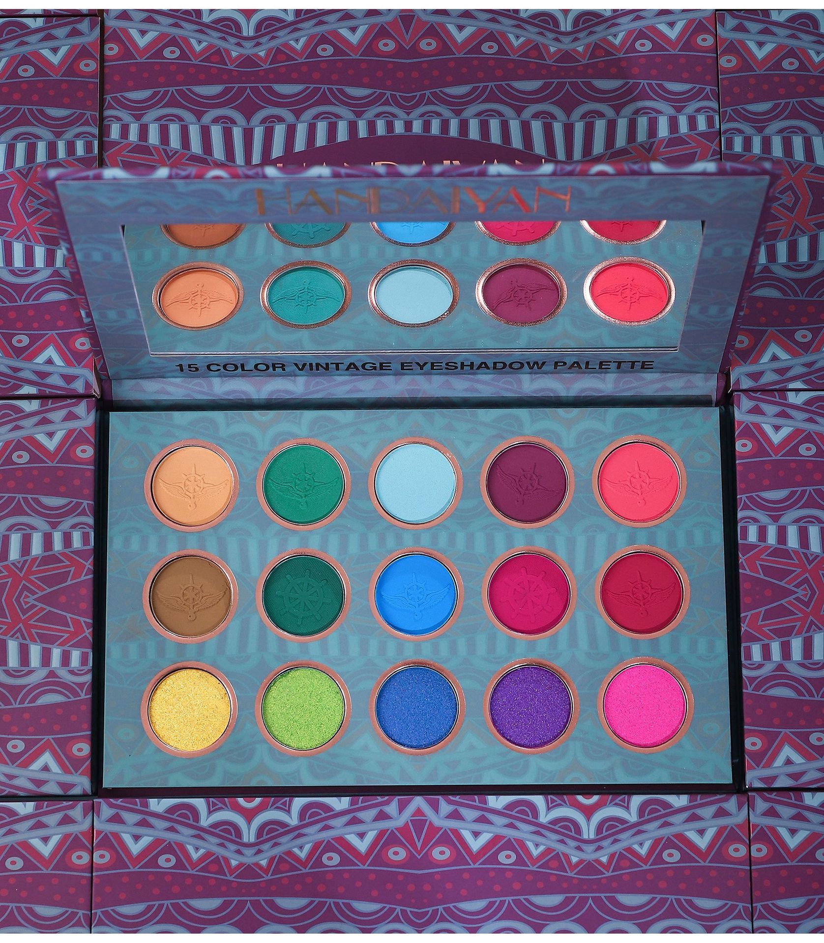 Eyes Make Up 15-Color Eyeshadow Palette with Mirror Matte and Glitter Shades Eyeshadows