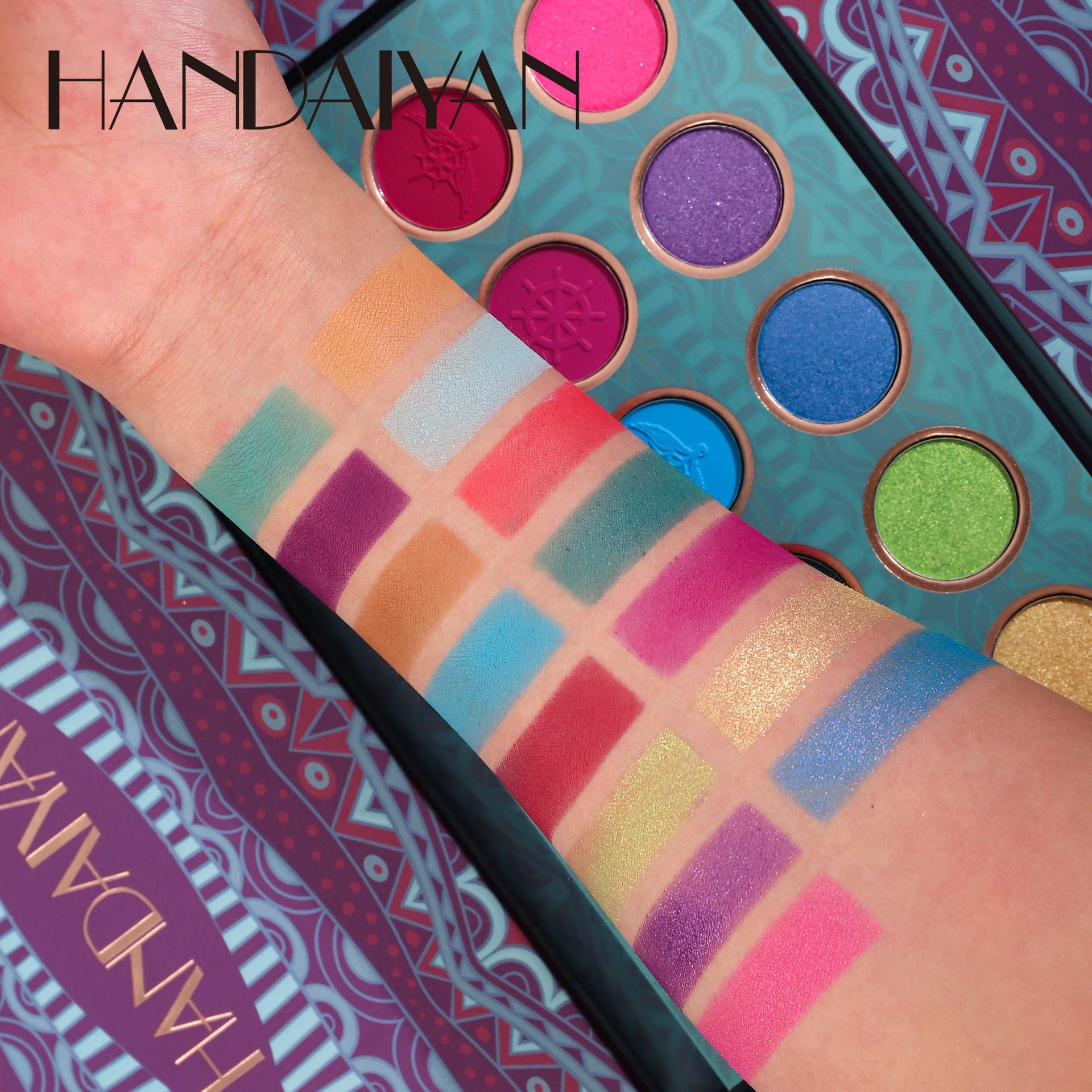 Eyes Make Up 15-Color Eyeshadow Palette with Mirror Matte and Glitter Shades Eyeshadows