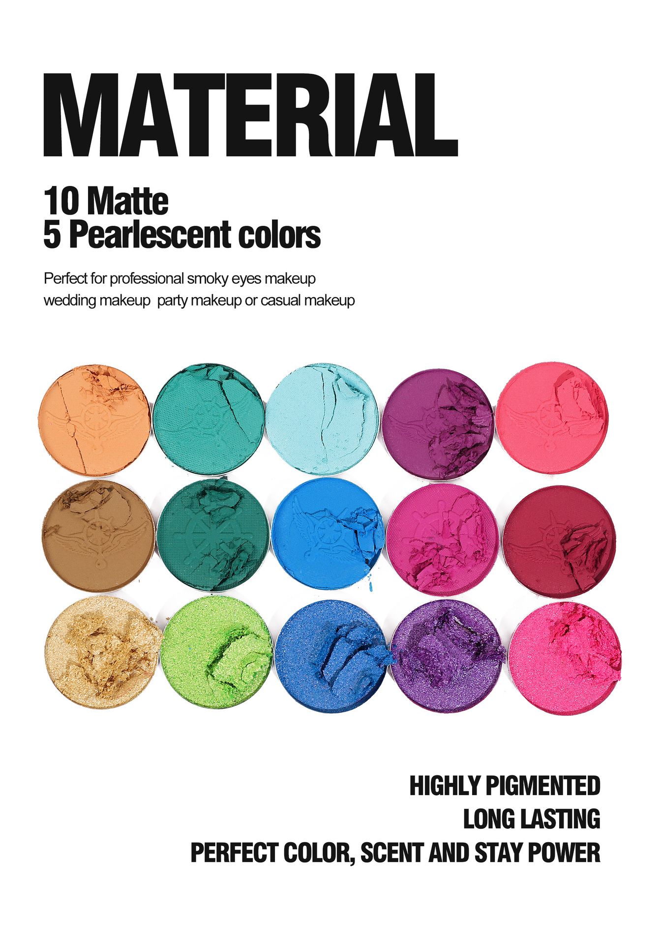 Eyes Make Up 15-Color Eyeshadow Palette with Mirror Matte and Glitter Shades Eyeshadows