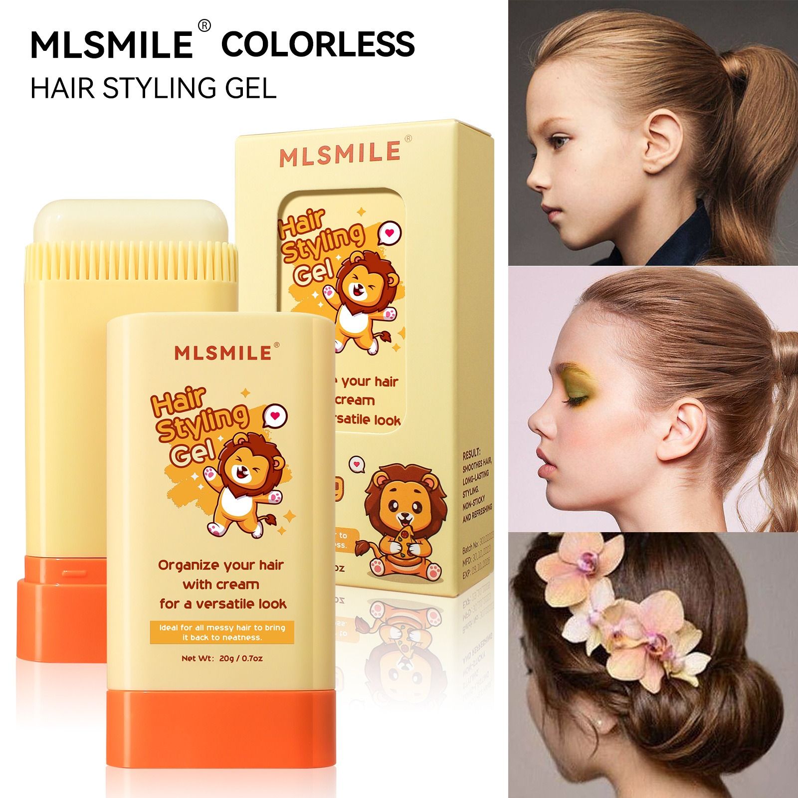 Kids' Hair Styling Wax Stick Anti-Frizz Flyaway Hair Tamer for Boys and Girls Hair Finishing Stick for Smooth and Neat Hairstyles