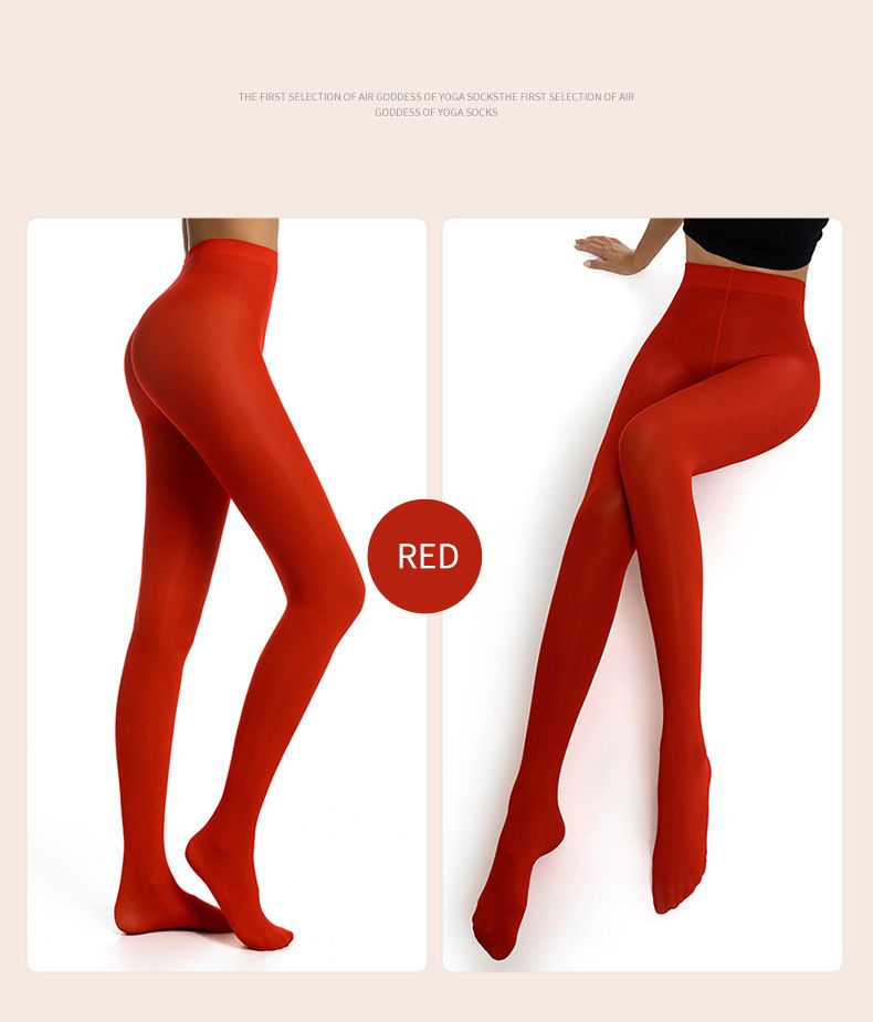 Women's 40D Soft Solid Color Semi Opaque Footed Tights High Waist Womens Tights Candy Color Plus-Size Fashion Stocking Pantyhose
