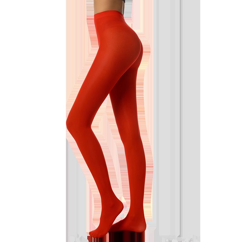 Women's 40D Soft Solid Color Semi Opaque Footed Tights High Waist Womens Tights Candy Color Plus-Size Fashion Stocking Pantyhose