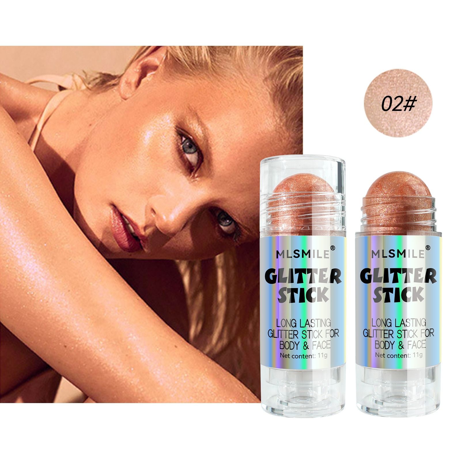 Diamond Glitter Highlighter Stick Shimmery Face & Body Highlighter for Natural Contouring, Pearl Sheen Makeup Sparkly Luminizer