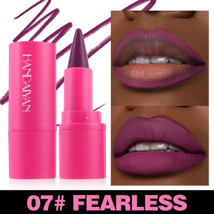 2-in-1 Lip Liner & Lipstick for Dark Skin Long Lasting Waterproof Matte Makeup Pencil Non-Feathering Daily Lip Color Women's Face Make Up Lipstick