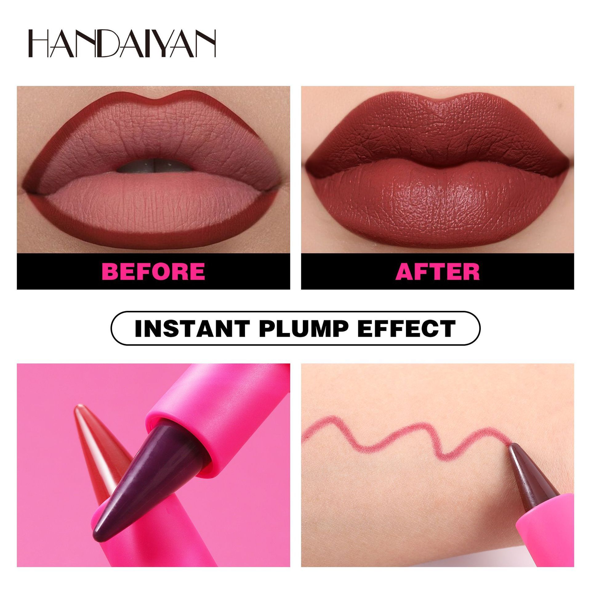 2-in-1 Lip Liner & Lipstick for Dark Skin Long Lasting Waterproof Matte Makeup Pencil Non-Feathering Daily Lip Color Women's Face Make Up Lipstick