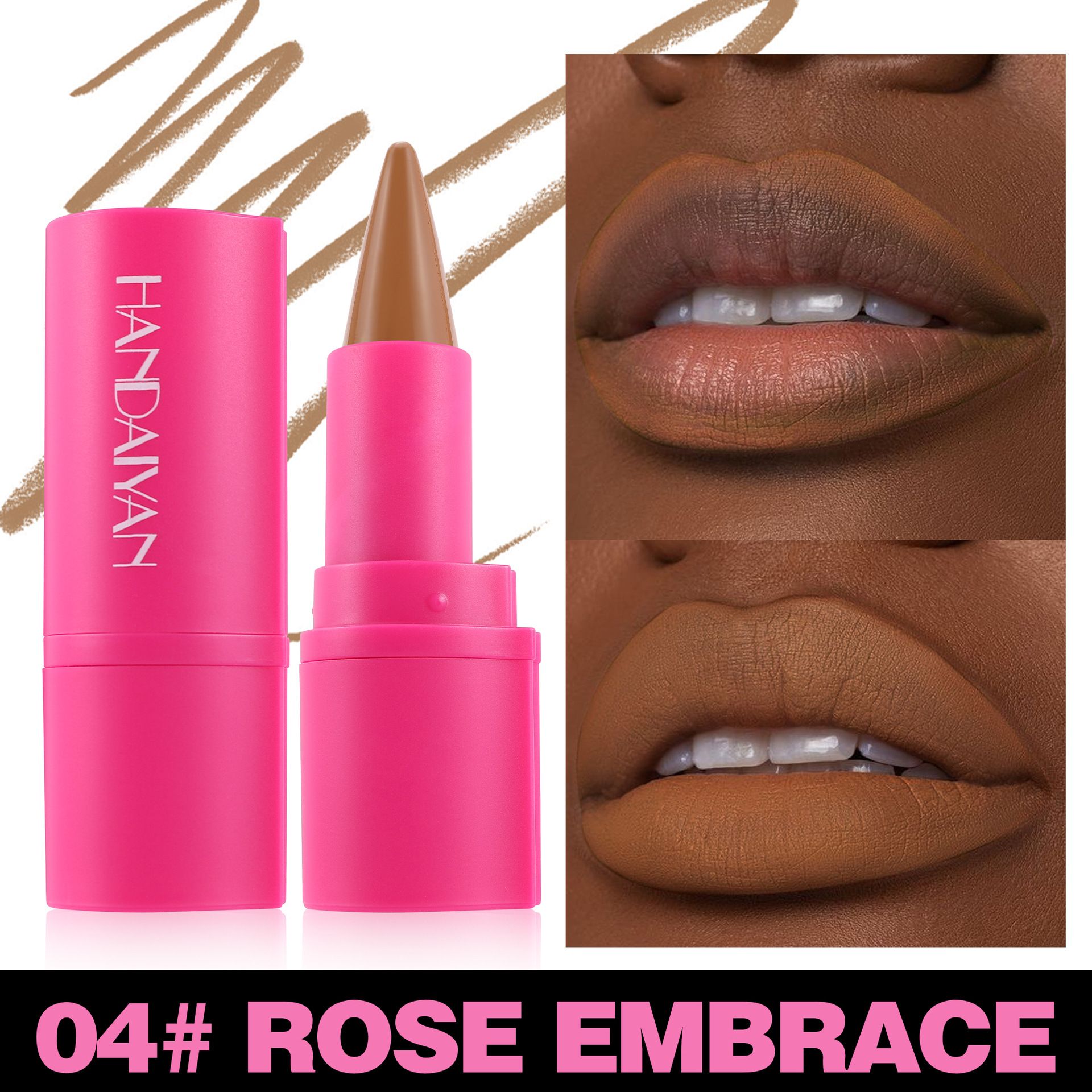 2-in-1 Lip Liner & Lipstick for Dark Skin Long Lasting Waterproof Matte Makeup Pencil Non-Feathering Daily Lip Color Women's Face Make Up Lipstick