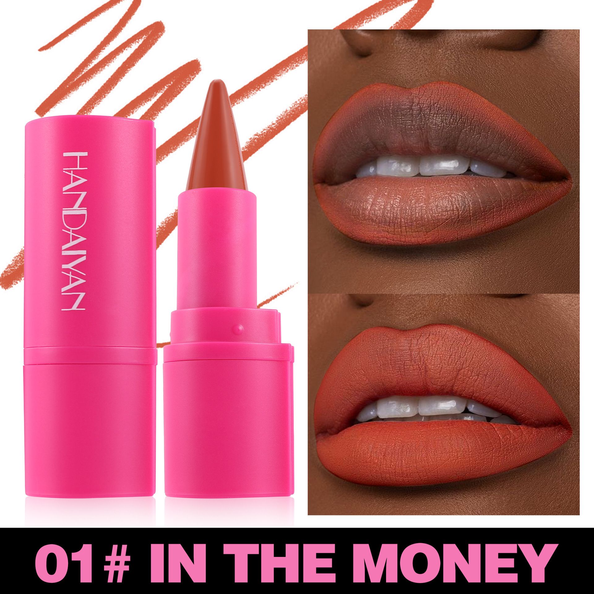 2-in-1 Lip Liner & Lipstick for Dark Skin Long Lasting Waterproof Matte Makeup Pencil Non-Feathering Daily Lip Color Women's Face Make Up Lipstick
