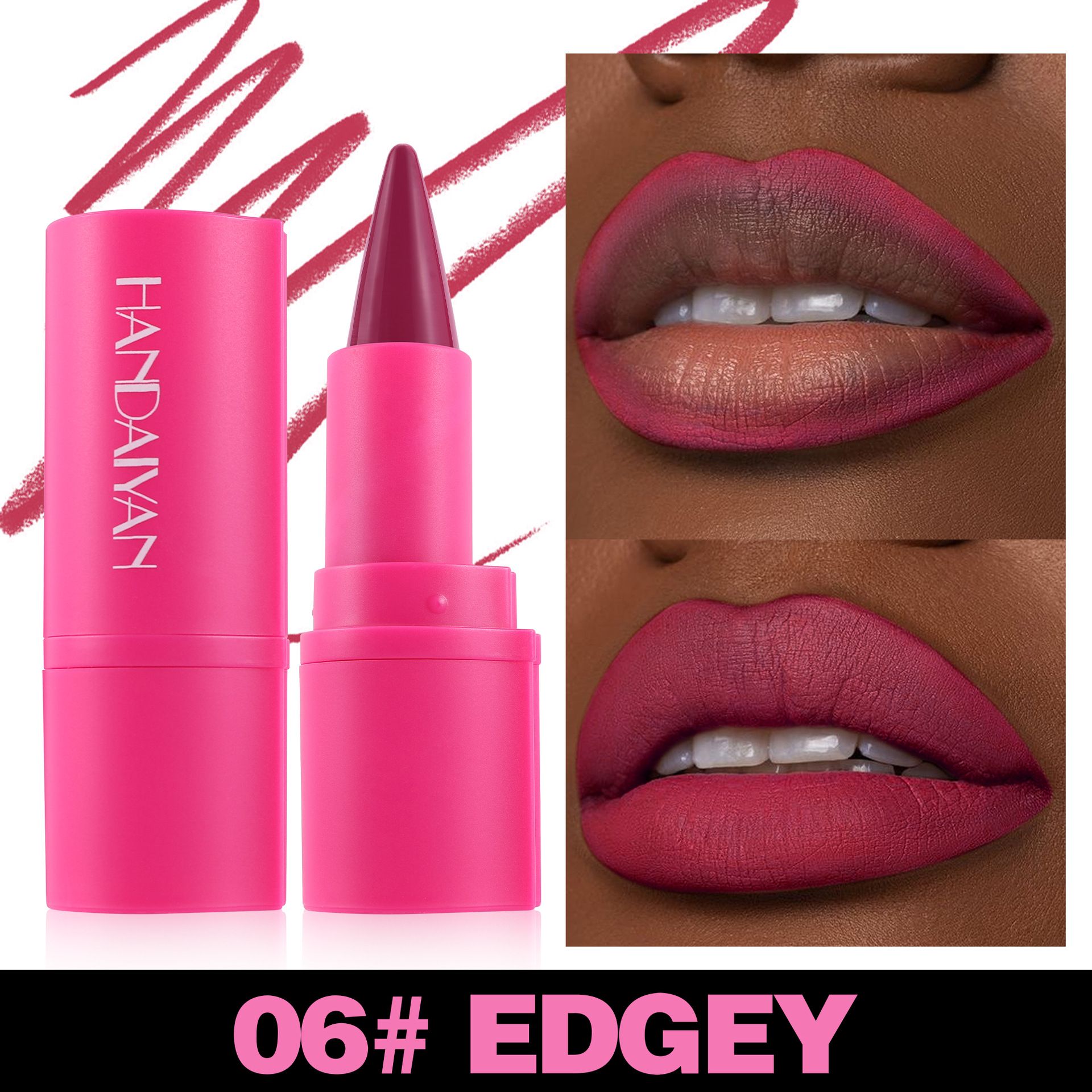 2-in-1 Lip Liner & Lipstick for Dark Skin Long Lasting Waterproof Matte Makeup Pencil Non-Feathering Daily Lip Color Women's Face Make Up Lipstick