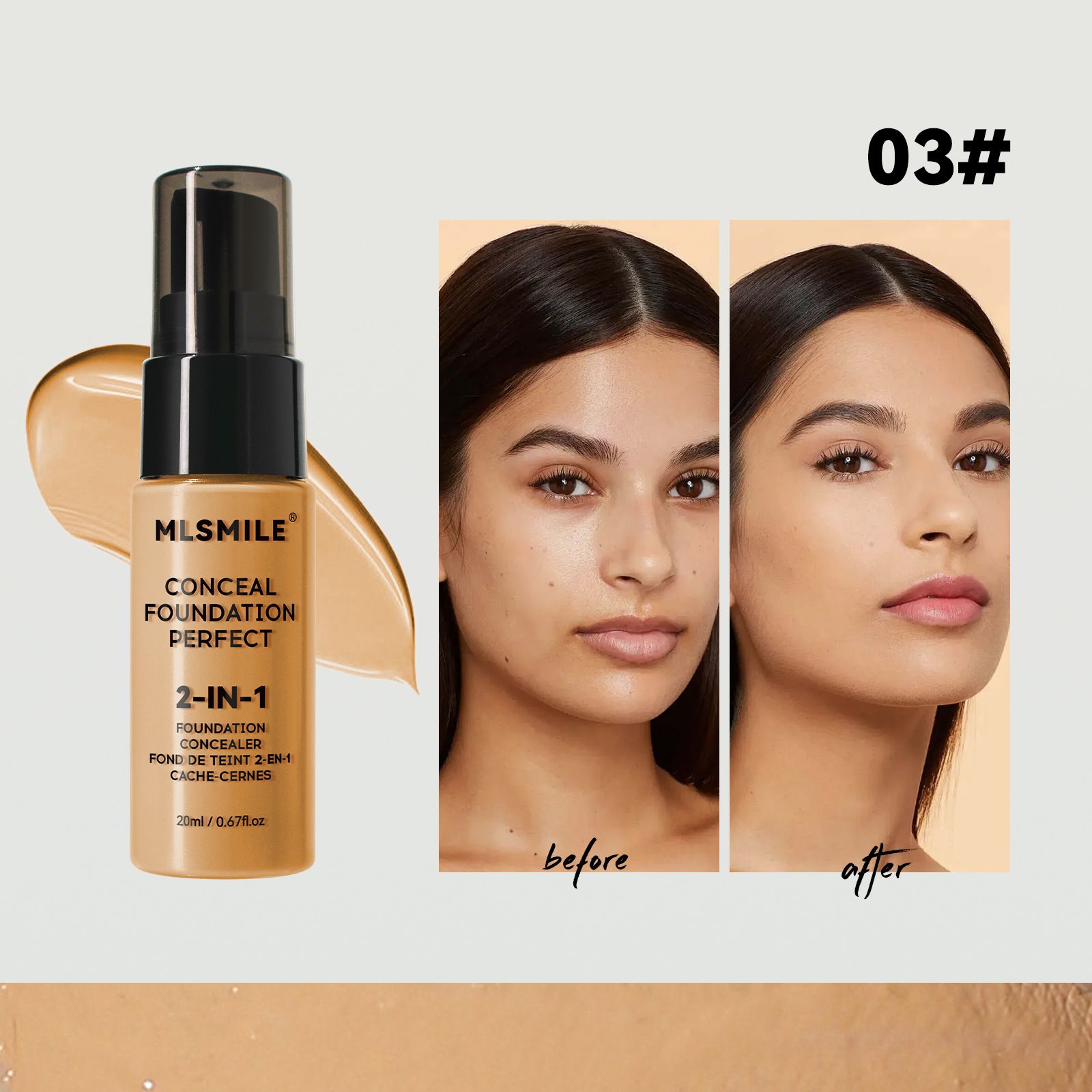 6 Colors Long-Lasting Liquid Foundation Waterproof Sweatproof Full Coverage Oil Control Easy to Apply Make Up Foundation 20ml