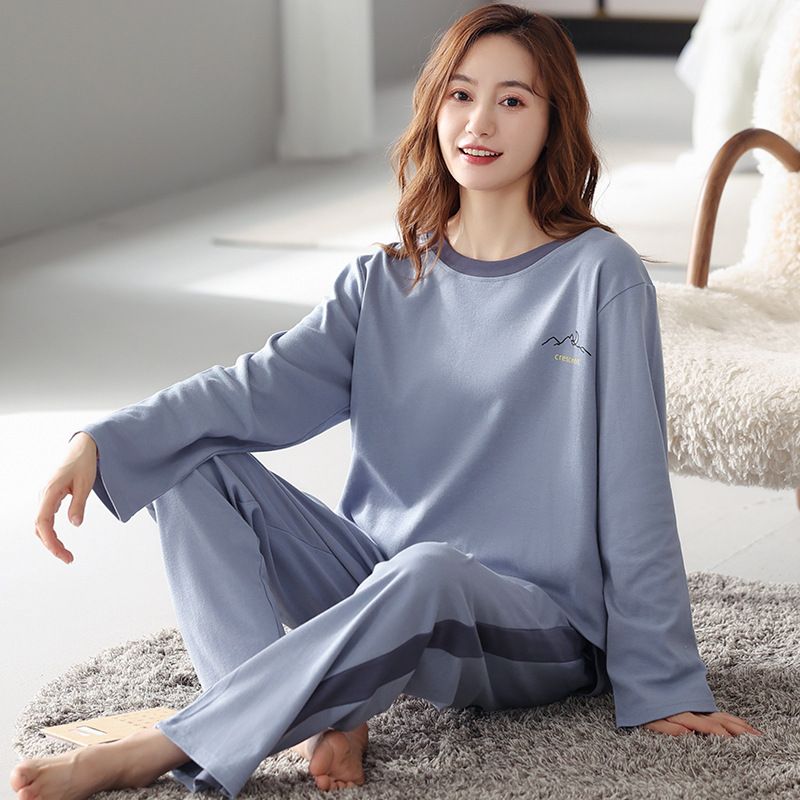 Women’s Cotton Pajama Set Long Sleeve Top and Jogger Pants 2-Piece Loungewear Soft Comfy Casual Sleepwear for Fall Winter Indoor Outdoor earable Outside Women's Clothing Set