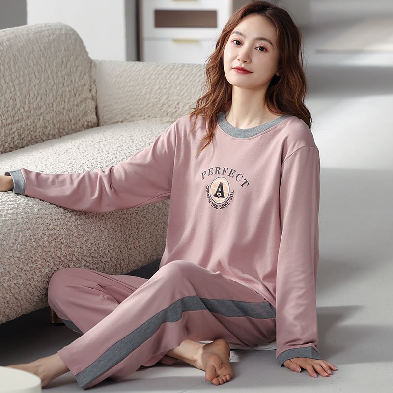 Women’s Cotton Pajama Set Long Sleeve Top and Jogger Pants 2-Piece Loungewear Soft Comfy Casual Sleepwear for Fall Winter Indoor Outdoor earable Outside Women's Clothing Set