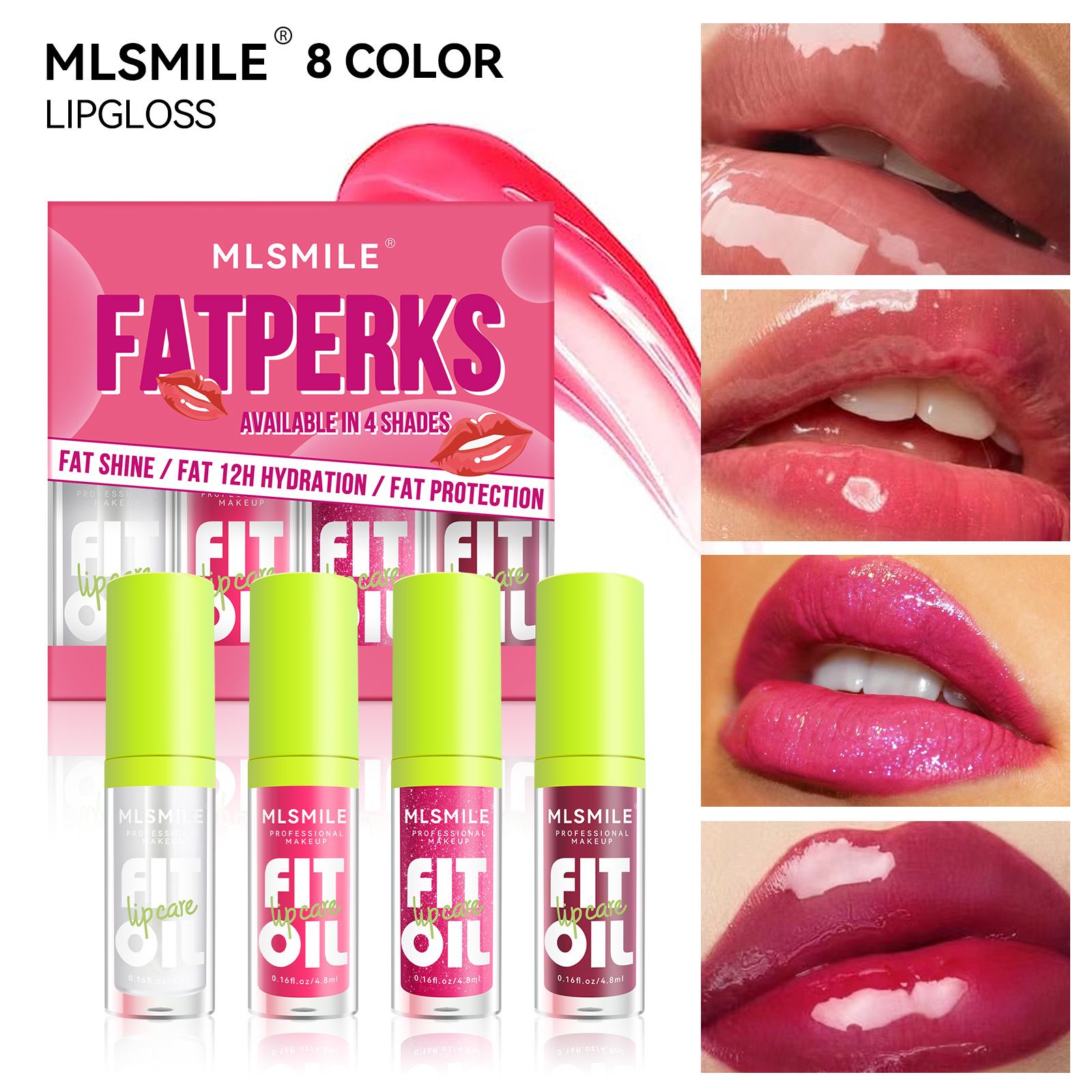 4PCS Lip Gloss Set Plumping Lip Oil Tinted Glossy Lip Glaze Shiny Pearl Mirror Finish Long Lasting Hydrating Lip Makeup Kit Lip Glosses Lip Care Set
