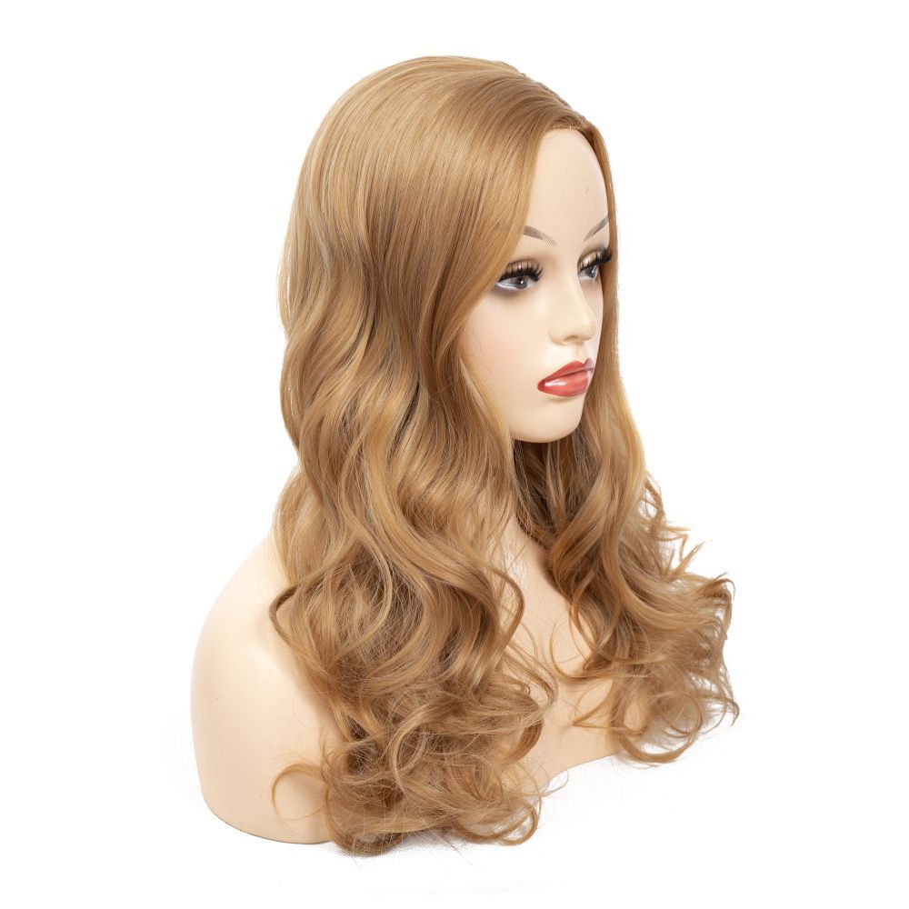 Women's Long Curly Wig Golden Blonde Wavy Hair Wig for Women, Natural-Looking Synthetic Heat Resistant Costume Wig, Fashion Cosplay Party Wig