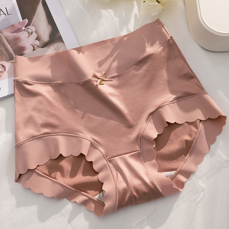 Women’s Satin Panties High Waist Plus Size Ice Silk Underwear Soft Breathable Seamless Briefs with Silk Crotch Comfortable Full Coverage for Women