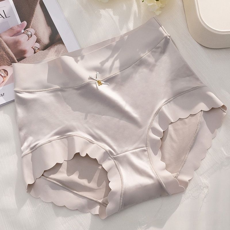Women’s Satin Panties High Waist Plus Size Ice Silk Underwear Soft Breathable Seamless Briefs with Silk Crotch Comfortable Full Coverage for Women