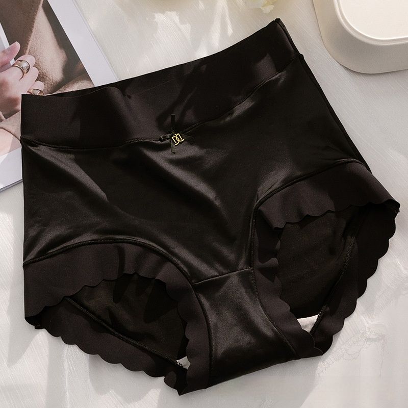 Women’s Satin Panties High Waist Plus Size Ice Silk Underwear Soft Breathable Seamless Briefs with Silk Crotch Comfortable Full Coverage for Women