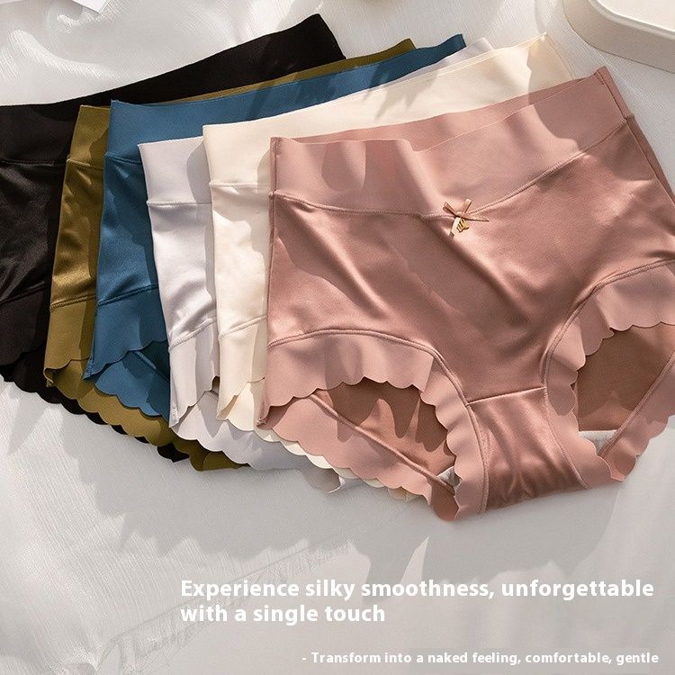 Women’s Satin Panties High Waist Plus Size Ice Silk Underwear Soft Breathable Seamless Briefs with Silk Crotch Comfortable Full Coverage for Women