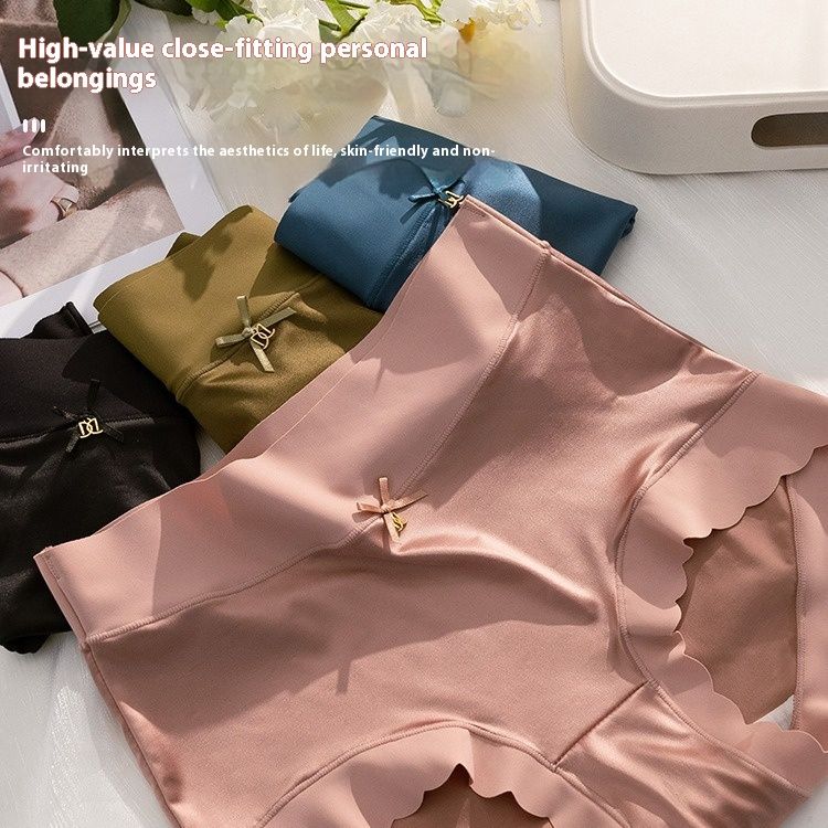 Women’s Satin Panties High Waist Plus Size Ice Silk Underwear Soft Breathable Seamless Briefs with Silk Crotch Comfortable Full Coverage for Women