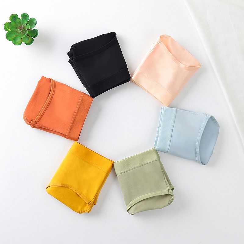 4 Packs Women’s Underwear Cotton Panties, Korean Style Solid Color Breathable Briefs Mid Waist Cute Candy Color Panties for Teen Girls and Students Soft Comfortable Everyday Lingerie