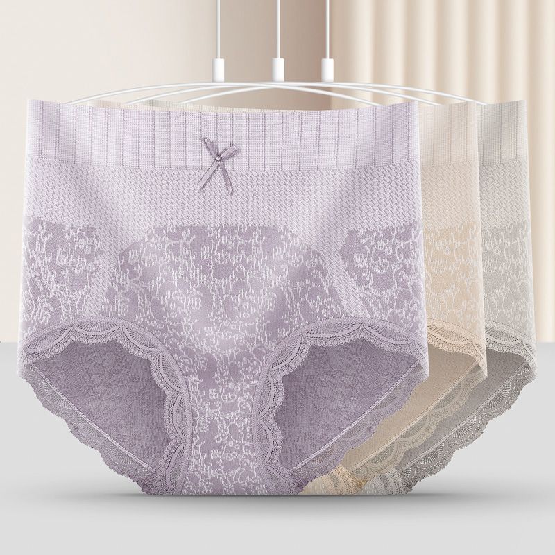 2 Packs Wmen’s Plus Size Cotton Panties with Graphene Crotch Lace High Waist Briefs Breathable Tummy Control and Hip Lift Underwear Thin Comfortable Briefs Soft Non-Tight Lingerie for Ladie
