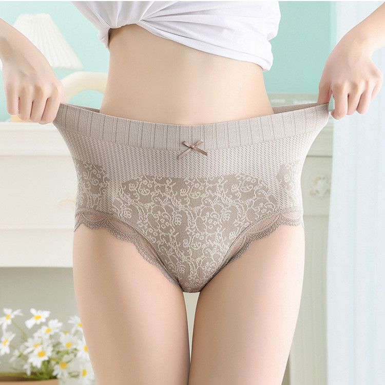 2 Packs Wmen’s Plus Size Cotton Panties with Graphene Crotch Lace High Waist Briefs Breathable Tummy Control and Hip Lift Underwear Thin Comfortable Briefs Soft Non-Tight Lingerie for Ladie
