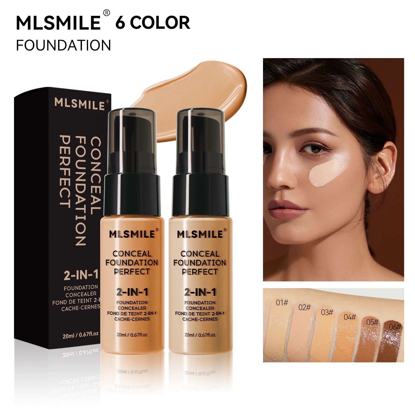 Liquid Foundation Matte Versatile Concealer Suitable For Dark Skin Oil Control Concealer Bb Cream Makeup Fashion Dance Dinner