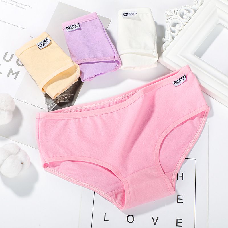 Women's Underwear Comfortable And Breathable 4-piece Set Triangle Pants Pure Cotton Underwear Multiple Colors To Choose From Mid Waist Pure Cotton Underwear