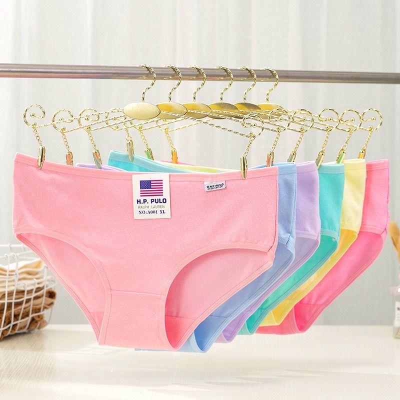 Women's Underwear Comfortable And Breathable 4-piece Set Triangle Pants Pure Cotton Underwear Multiple Colors To Choose From Mid Waist Pure Cotton Underwear