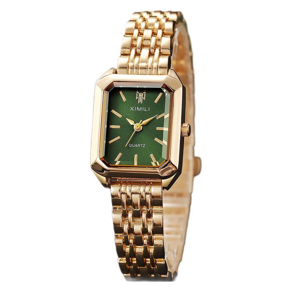 5-piece Set Fashionable New Style Versatile Square Women's Watch INS Style Steel Strap 4-piece Bracelet Metal Strap Heart-shaped Bracelet Gift Set Suitable For Women Girls' Fashion Accessories