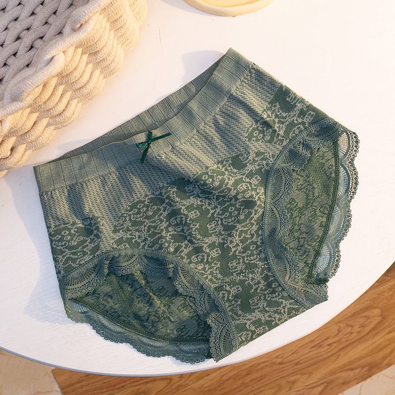 6 Packs New Women’s Seamless Panties Plus Size Elegant Bow Underwear with Lace Trim Soft Cotton Crotch Briefs Comfortable Sexy Lingerie for Ladies