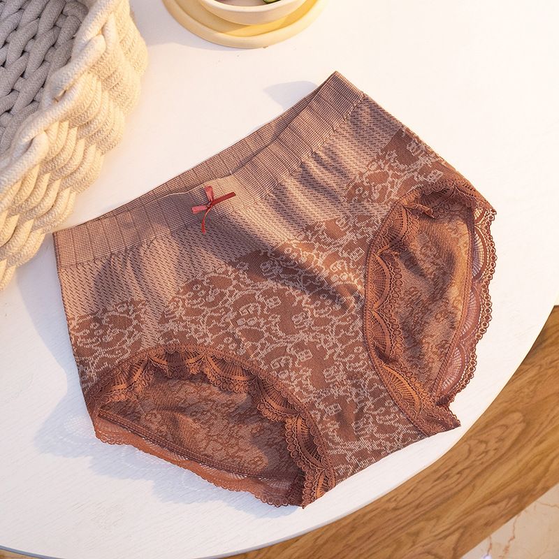 6 Packs New Women’s Seamless Panties Plus Size Elegant Bow Underwear with Lace Trim Soft Cotton Crotch Briefs Comfortable Sexy Lingerie for Ladies