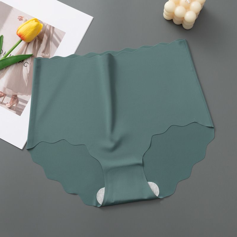 Women's Underwear 3-Piece Set Briefs Seamless Plus Size Ruffled Edge Breathable Thin Style Cotton Crotch Candy Colors Mixed Lifting High Waist Ice Silk Fabric Ramdon Color Briefs