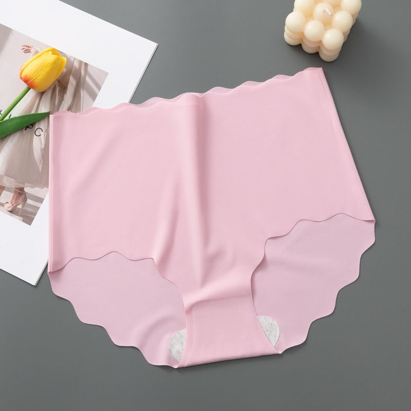 Women's Underwear 3-Piece Set Briefs Seamless Plus Size Ruffled Edge Breathable Thin Style Cotton Crotch Candy Colors Mixed Lifting High Waist Ice Silk Fabric Ramdon Color Briefs