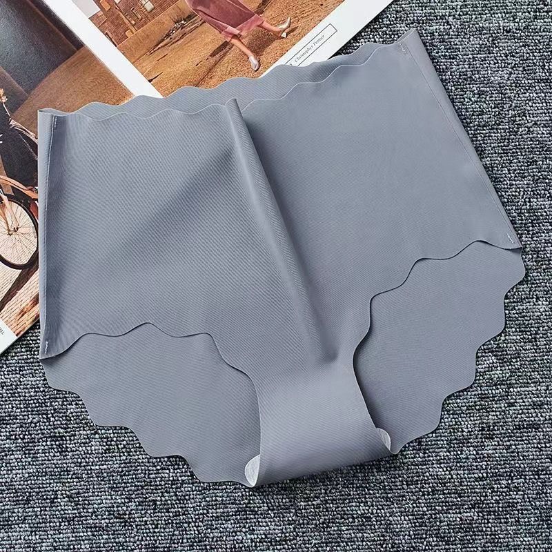 Women's Underwear 3-Piece Set Briefs Seamless Plus Size Ruffled Edge Breathable Thin Style Cotton Crotch Candy Colors Mixed Lifting High Waist Ice Silk Fabric Ramdon Color Briefs