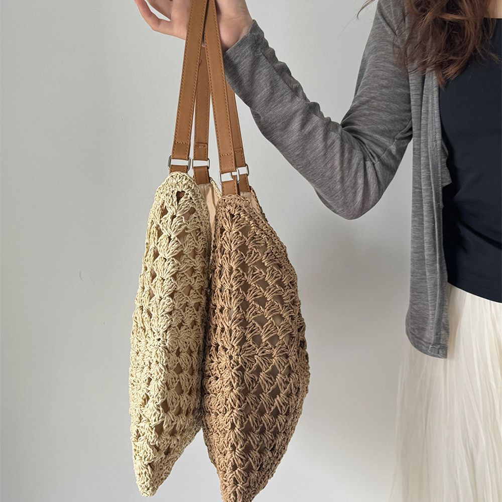 Women’s Crochet Hollow Out Beach Bag Woven Tote Large Capacity Shoulder Bag Summer Vacation Style Handbag for Travel, Holiday, Shopping, Casual Use