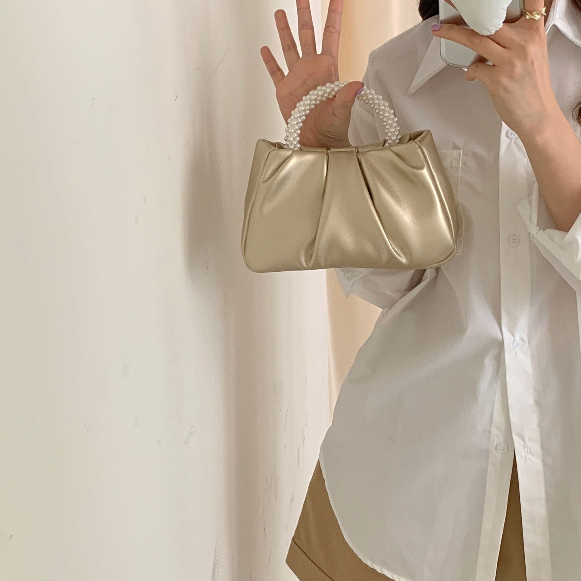 Women's Handbag Fashion New Style Pearl Handbag Stylish Cloud Bag Crossbody Bag Casual Multi-Functional PU Leather Bag Women's Casual Bag Date Dinner Versatile High-End Feel Charming New Style