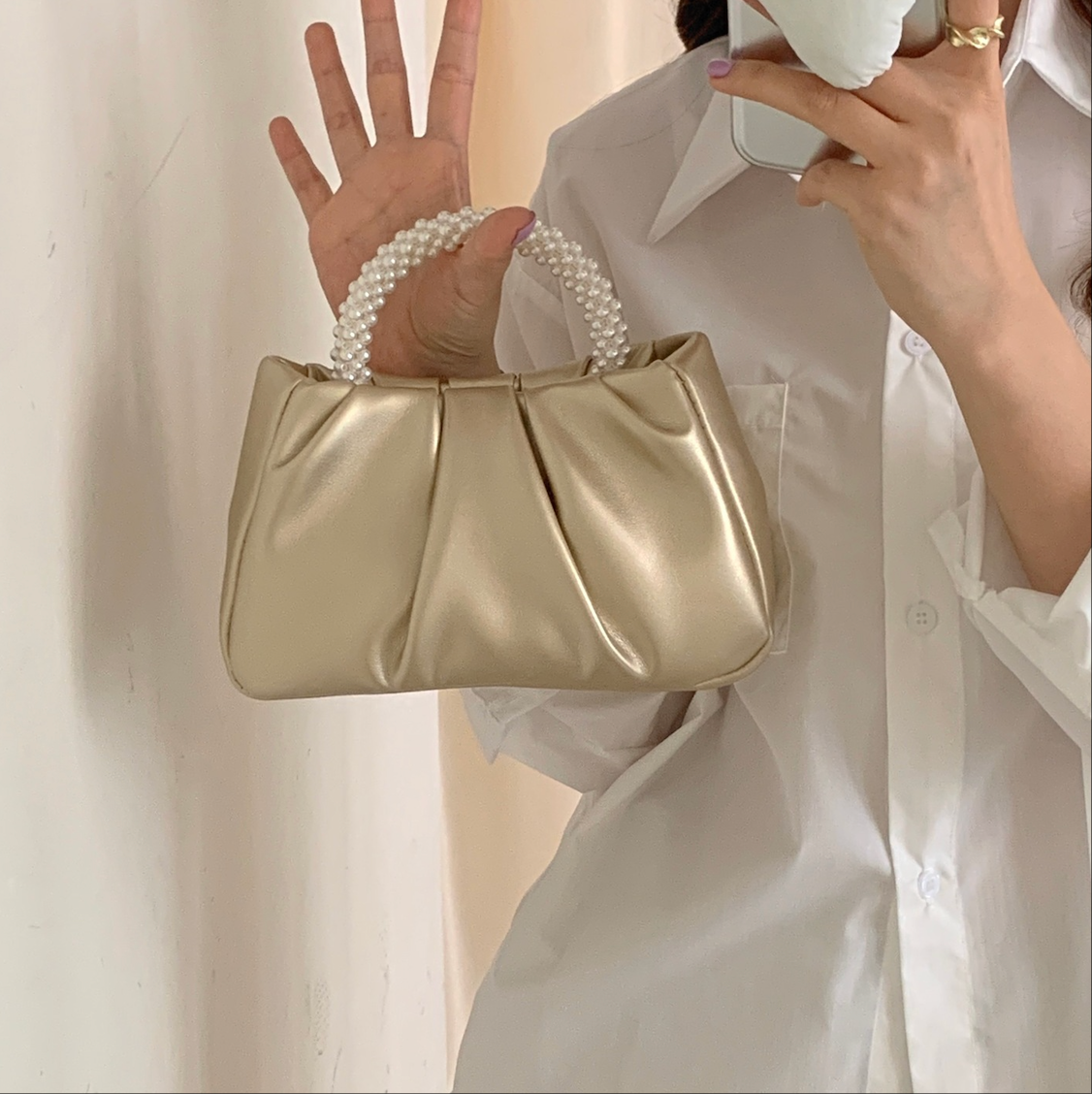 Women's Handbag Fashion New Style Pearl Handbag Stylish Cloud Bag Crossbody Bag Casual Multi-Functional PU Leather Bag Women's Casual Bag Date Dinner Versatile High-End Feel Charming New Style