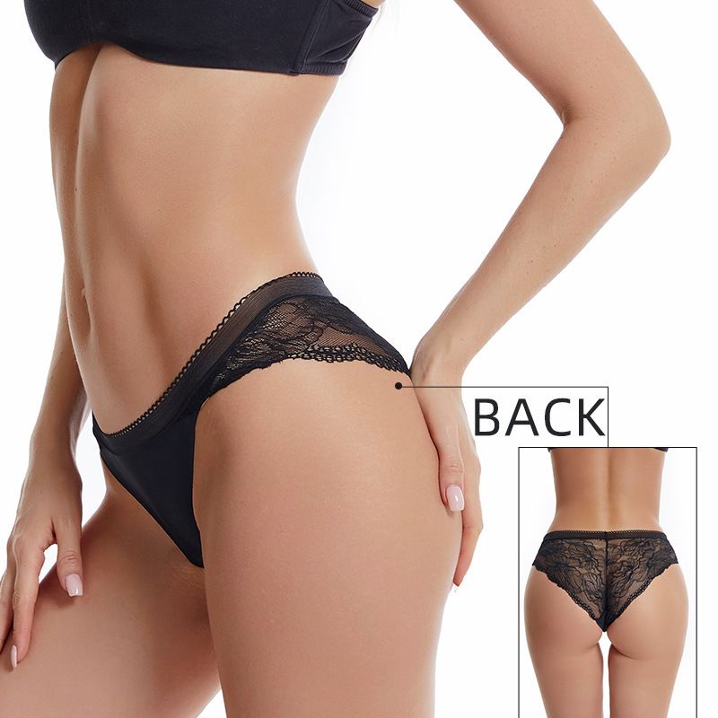 4-Piece Set Women's Underwear Lace Briefs Seamless & Trace-Free Fashion Hot-Selling Style Sexy Alluring Ice Silk Comfortable Breathable Multi-Color Combination Mid-Waist Cotton Crotch Invisible Briefs