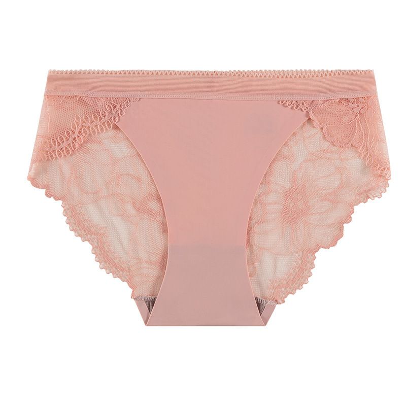 4-Piece Set Women's Underwear Lace Briefs Seamless & Trace-Free Fashion Hot-Selling Style Sexy Alluring Ice Silk Comfortable Breathable Multi-Color Combination Mid-Waist Cotton Crotch Invisible Briefs