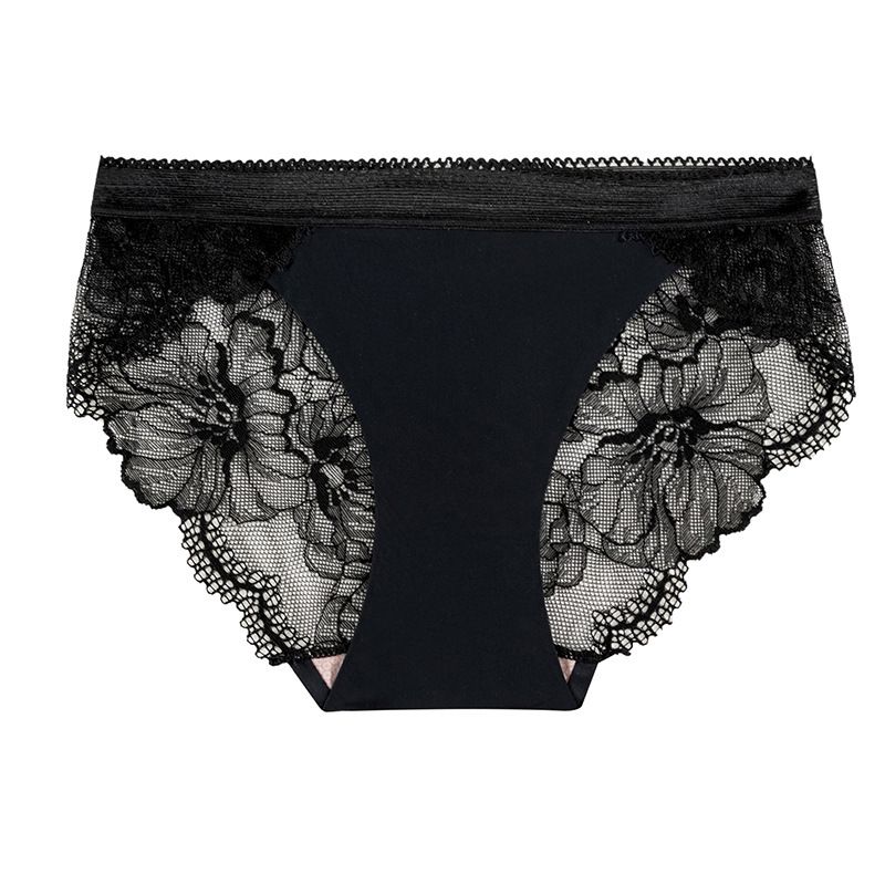 4-Piece Set Women's Underwear Lace Briefs Seamless & Trace-Free Fashion Hot-Selling Style Sexy Alluring Ice Silk Comfortable Breathable Multi-Color Combination Mid-Waist Cotton Crotch Invisible Briefs