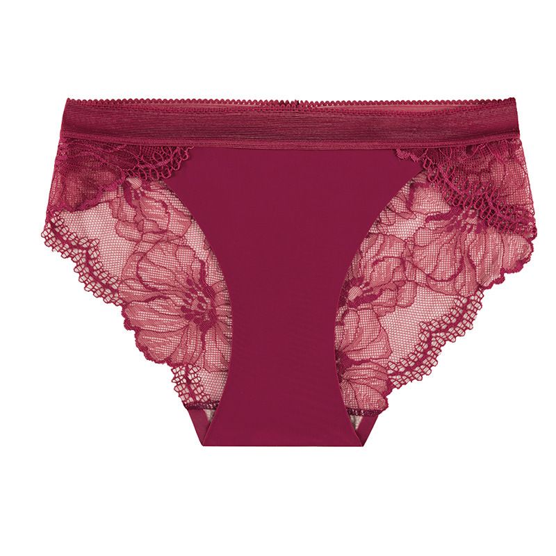 4-Piece Set Women's Underwear Lace Briefs Seamless & Trace-Free Fashion Hot-Selling Style Sexy Alluring Ice Silk Comfortable Breathable Multi-Color Combination Mid-Waist Cotton Crotch Invisible Briefs