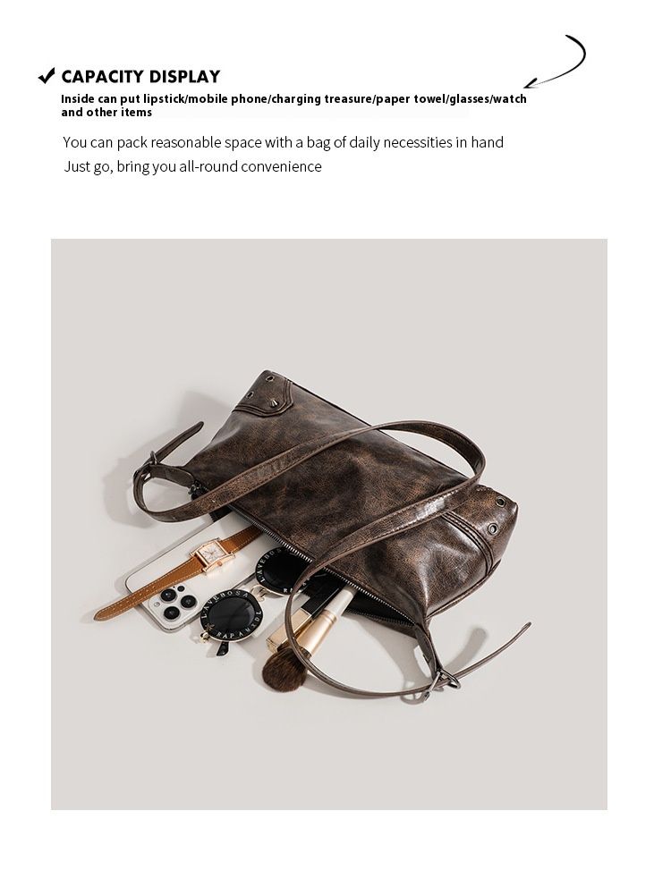 Women's Handbag Fashion New Style Retro Brown Dumpling Bag Crossbody Bag Multi-Functional Casual PU Leather Bag Melaleuca Baguette Bag Minimalist Design High-End Hand Feel Versatile Fashion