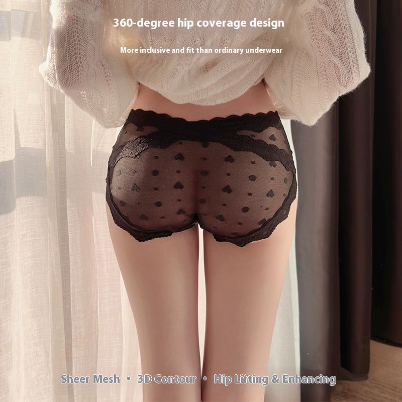 3-Piece Women's Underwear Set Briefs Lace Panties Mid-Waist Comfortable Breathable Mulberry Silk Crotch Semi-Transparent Mesh Fashion Hot-Selling Sexy Alluring Multi-Color Combination